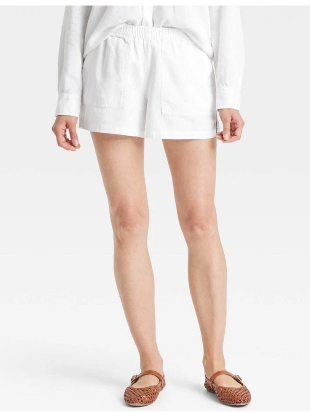 NWT Universal Thread White Linen Blend Pull-On Shorts